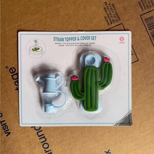 Cactus Straw Topper and Cover Set